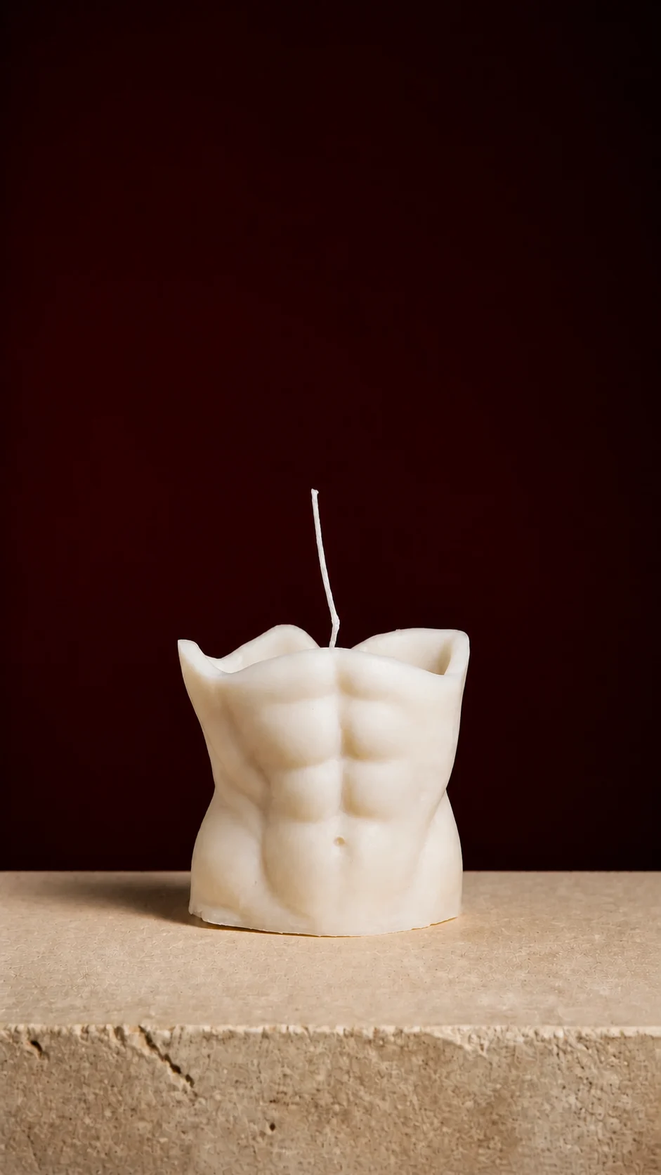 Poseidon, a marble torso candle